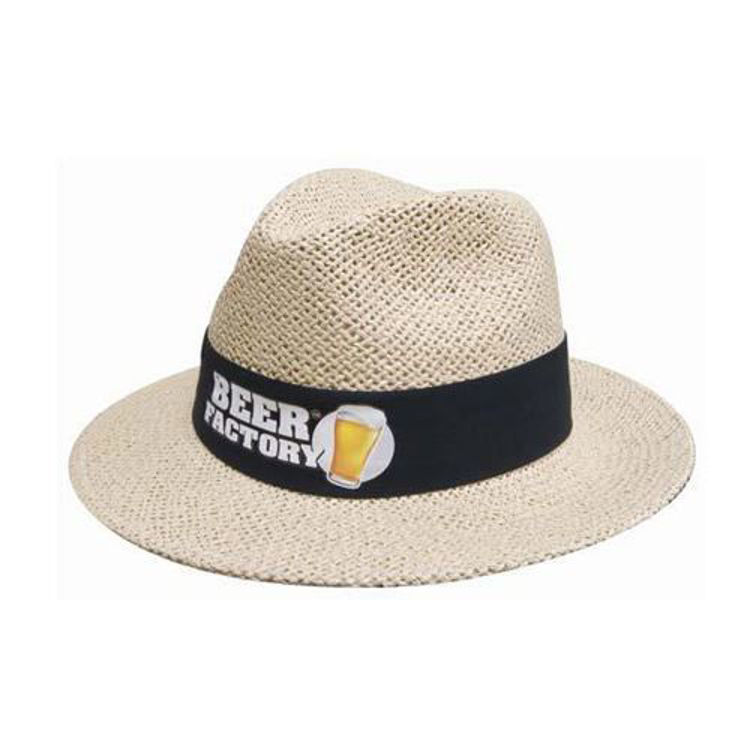 Picture of Natural Madrid Style String Straw Hat with material under brim